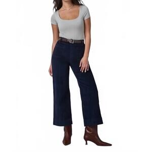 NEW LOLA JEANS women's high rise wide leg corduroy pants in blue
